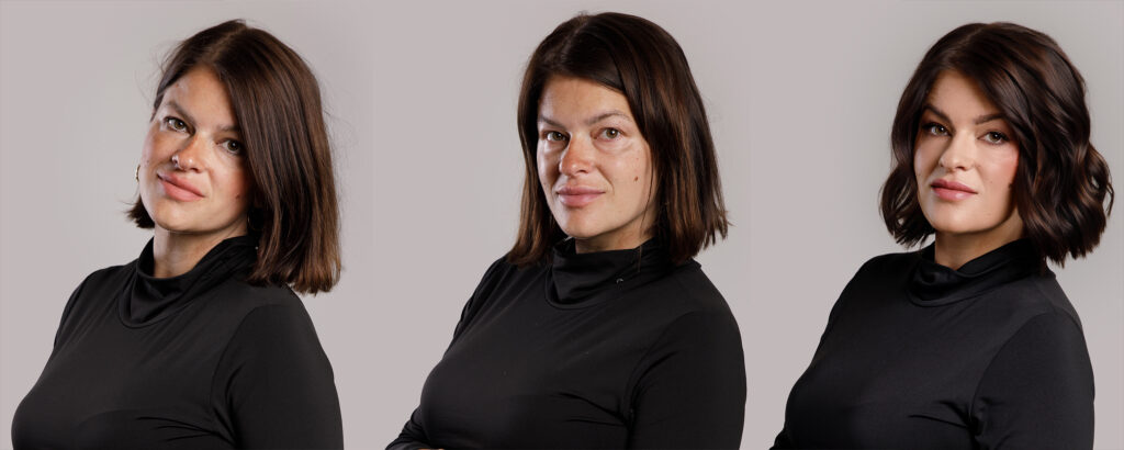 Porovnanie vzhľadu pred líčením a po profesionálnom stylingu na tehotenské fotenie